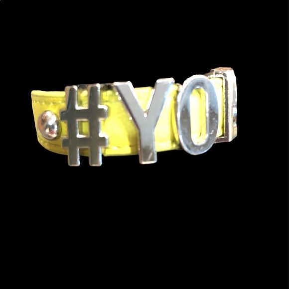 Leather cuff #yolo lime green - Picture 3 of 7